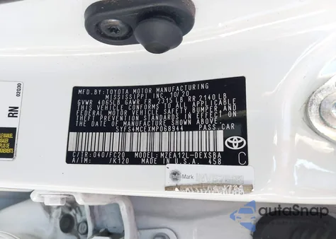 2021 Toyota Corolla Se z USA, uszkodzony, nr VIN 5YFS4MCEXMP068944